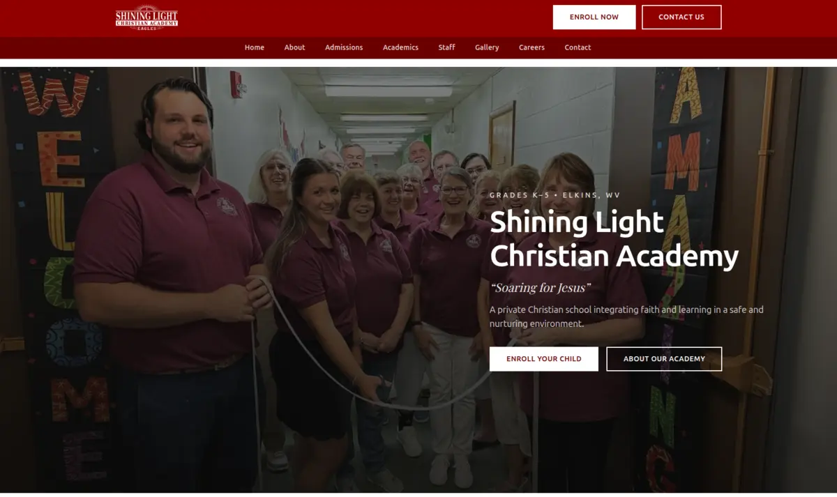 Shining Light Christian Academy website