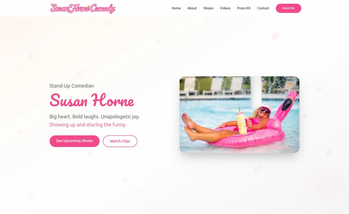 Susan Horne Comedy website screenshot